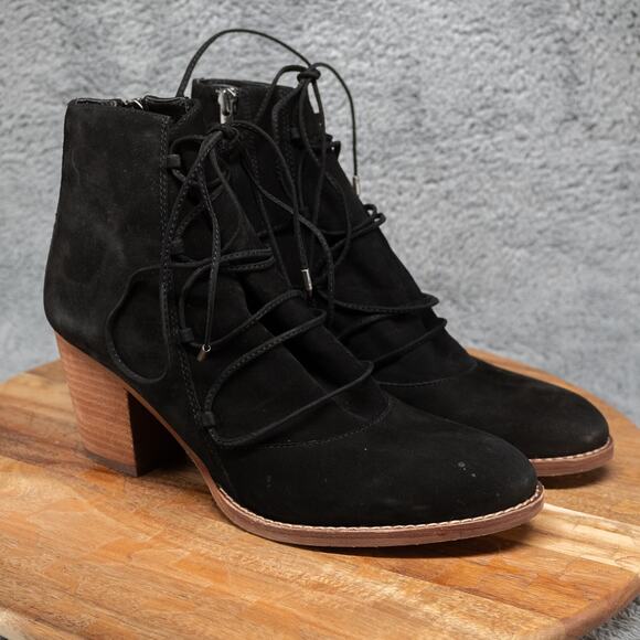 Sam Edelman Boots Womens 9.5 M Millard Ankle Bootie Black Leather Block Heel - Picture 1 of 8